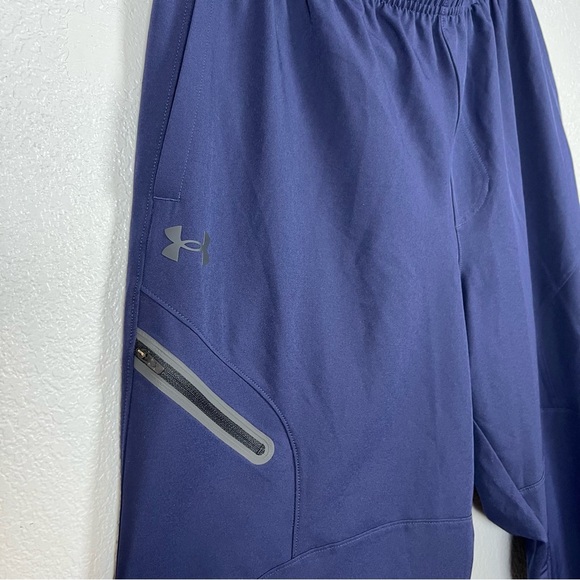 Under Armor Mens Nylon Wide Leg Sweat Pant Navy Blue Large - Picture 2 of 8